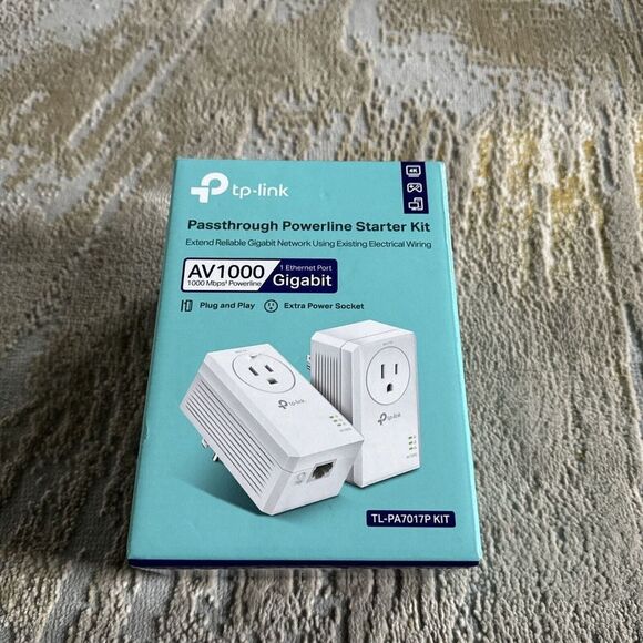 TP-Link AV1000 Gigabit Powerline Starter TL-PA7017P KIT - Picture 1 of 9
